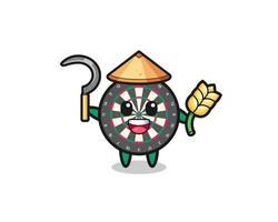 dart board Asian farmer holding paddy vector