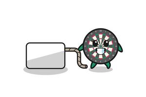 dart board cartoon is pulling a banner vector