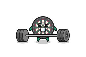 cartoon of dart board lifting a barbell vector