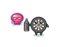 dart board cartoon make a graffiti with a spray paint vector