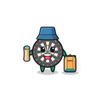 personaje de la mascota del tablero de dardos como excursionista vector