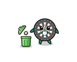 illustration of the dart board throwing garbage in the trash can vector