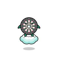 cute dart board illustration riding a floating cloud vector