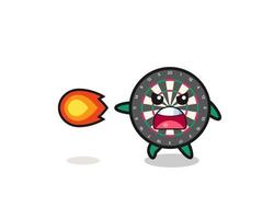 cute dart board mascot is shooting fire power vector