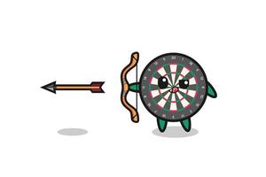 illustration of dart board character doing archery vector