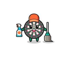 cute dart board character as cleaning services mascot vector