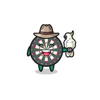 dart board zookeeper mascot with a parrot vector