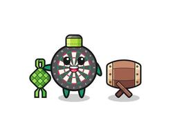 dart board muslim character are celebrating Eid Al Fitr vector