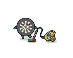 cute dart board holding vacuum cleaner illustration vector