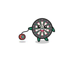 cartoon of cute dart board playing a yoyo vector