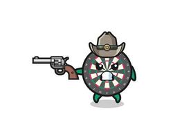 the dart board cowboy shooting with a gun vector