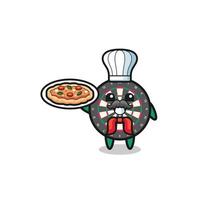 dart board character as Italian chef mascot vector