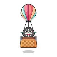 dart board mascot riding a hot air balloon vector