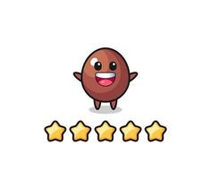 the illustration of customer best rating, chocolate egg cute character with 5 stars vector