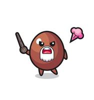 cute chocolate egg grandpa is getting angry vector