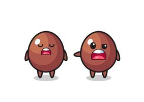 ilustración de la discusión entre dos lindos personajes de huevo de chocolate vector