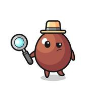 chocolate egg detective character is analyzing a case vector