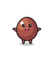personaje de mascota de huevo de chocolate diciendo que no sé vector