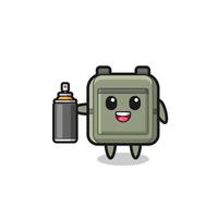 the cute school bag as a graffiti bomber vector