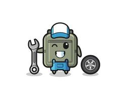 the school bag character as a mechanic mascot vector