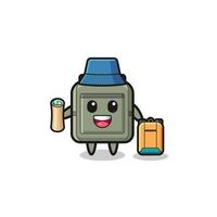 personaje de la mascota del bolso escolar como excursionista vector