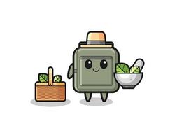 school bag herbalist cute cartoon vector