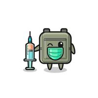 school bag mascot as vaccinator vector