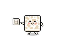 cartoon tempeh is turning off light vector