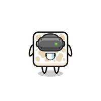 cute tempeh using VR headset vector