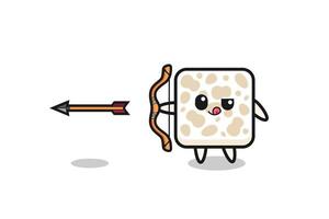 illustration of tempeh character doing archery vector