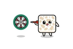 cute tempeh is playing dart vector