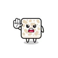 tempeh character doing stop gesture vector