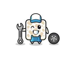 the tempeh character as a mechanic mascot vector