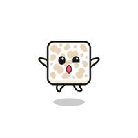 tempeh character is jumping gesture vector