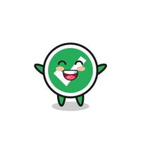 personaje de dibujos animados de marca de verificación de bebé feliz vector