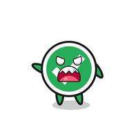 cute check mark cartoon in a very angry pose vector