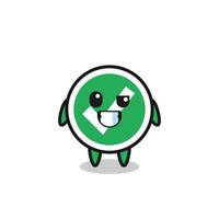 cute check mark mascot with an optimistic face vector