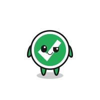 check mark cartoon with an arrogant expression vector