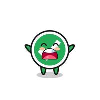 cute check mark mascot with a yawn expression vector