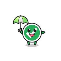 cute check mark illustration holding an umbrella vector