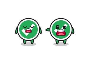 illustration of the argue between two cute check mark characters vector