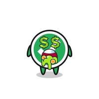 check mark character with an expression of crazy about money vector