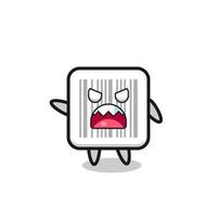 cute barcode cartoon in a very angry pose vector