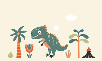 Childish illustrations of animals and plants in a cartoon style. vector