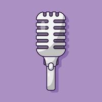Retro Microphone Vector Icon Illustration. Classic Vintage Singing Mic Vector. Flat Cartoon Style Suitable for Web Landing Page, Banner, Flyer, Sticker, Wallpaper, Background
