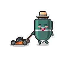 illustration of the ballpoint character using lawn mower vector