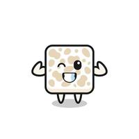 el personaje musculoso tempeh está posando mostrando sus músculos vector