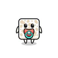 baby tempeh cartoon character with pacifier vector