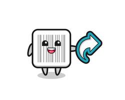 cute barcode hold social media share symbol vector