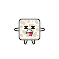 character of the cute tempeh with dead pose vector